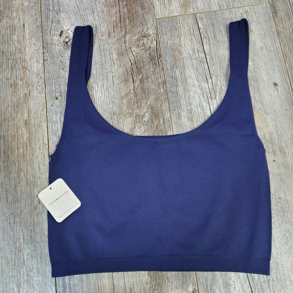 NWT Free People Navy Crop Tank Sz M/L - Picture 4 of 5